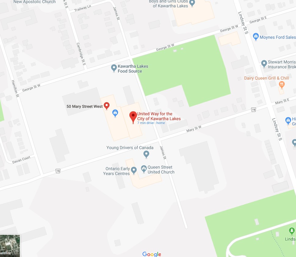 Google Map of 50 Mary St. W., Lindsay